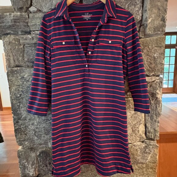 VINEYARD VINES MARGOT SANTAKY SHIRT DRESS; NAVY/RED STRIPE; SIZE MED - LIKE NEW! - Picture 2 of 3